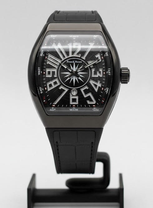 Men's Tonneau Dial Watch - Bold 3D Numerals & Leather Strap