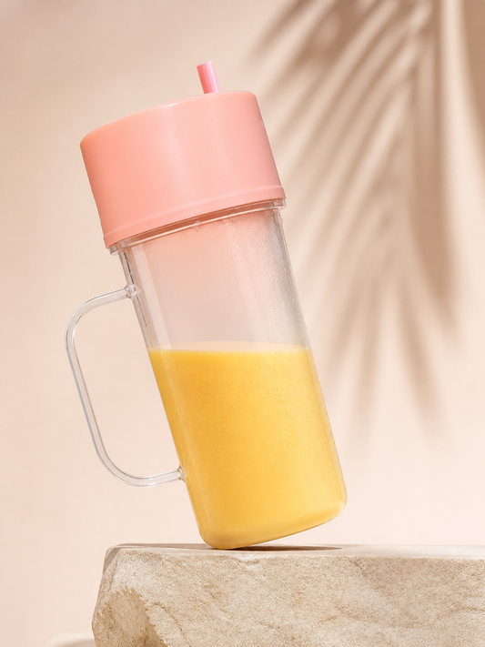 Rechargeable Electric Shaker Bottle with Straw & Handle – Portable Blender (USB Charging)