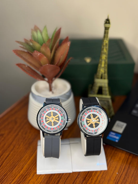 Casino Roulette Style Men’s Watch – Unique Dial Design with Premium Rubber Strap