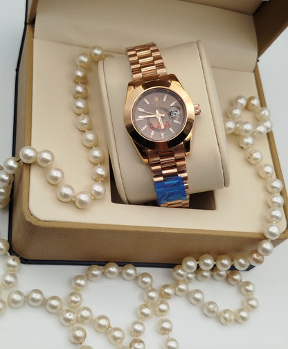 Luxury Ladies Quartz Watch – Stainless Steel Bracelet | Elegant Gift Box | Premium Fashion Timepiece