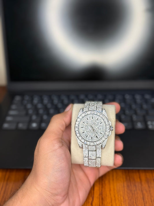 Luxury Fully Iced Out Diamond Watch for Men – Premium Stainless Steel, Trendy Bling Style