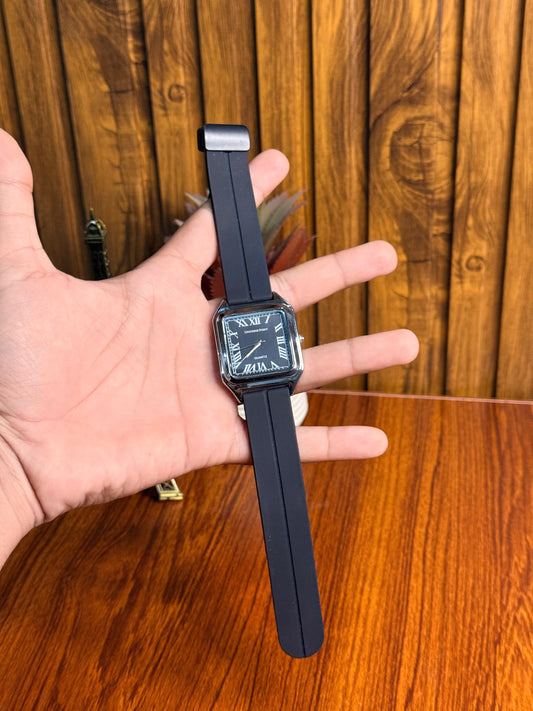 Old money Square Roman Dial Quartz Watch – Silicon Strap | LIVERPOOL POINT